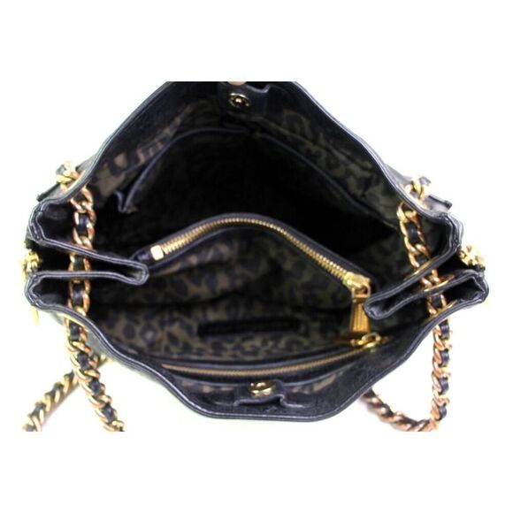 Rebecca Minkoff QUILTED BLACK GENUINE LEATHER STUDS CHAIN SHOULDER BAG PURSE - Picture 10 of 16